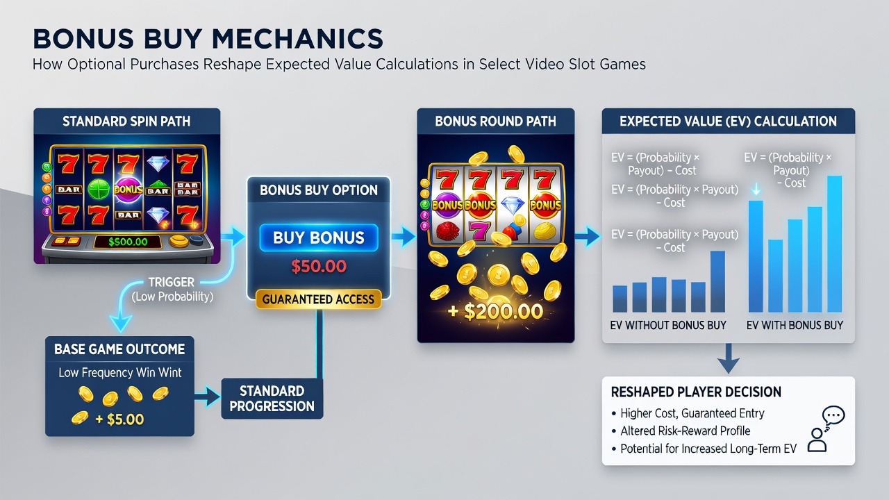Detailed view of expected value chart comparing standard play versus bonus buy scenarios in a slot game