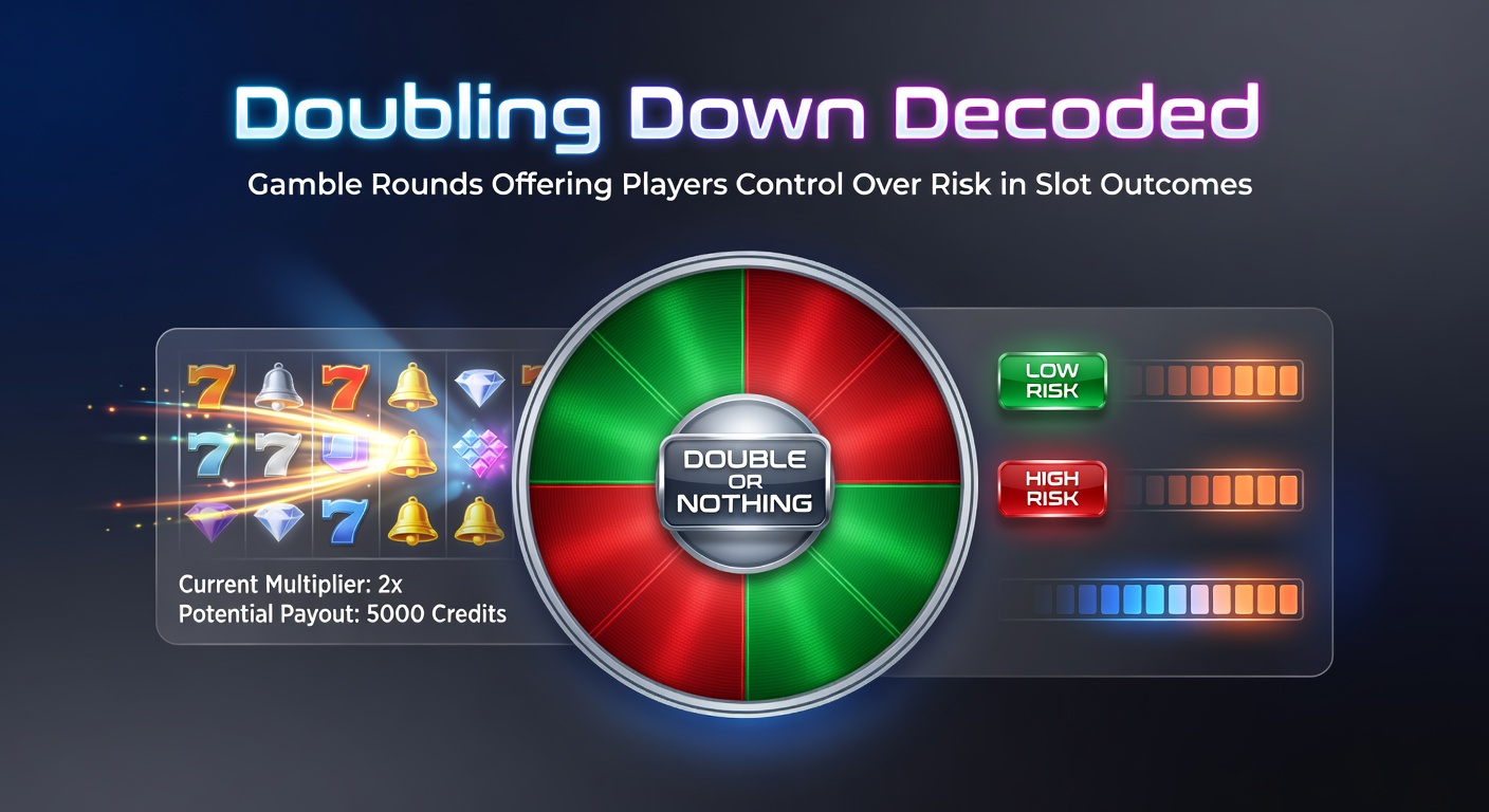 Close-up of a slot gamble card feature with red and black options glowing, win counter ticking upward