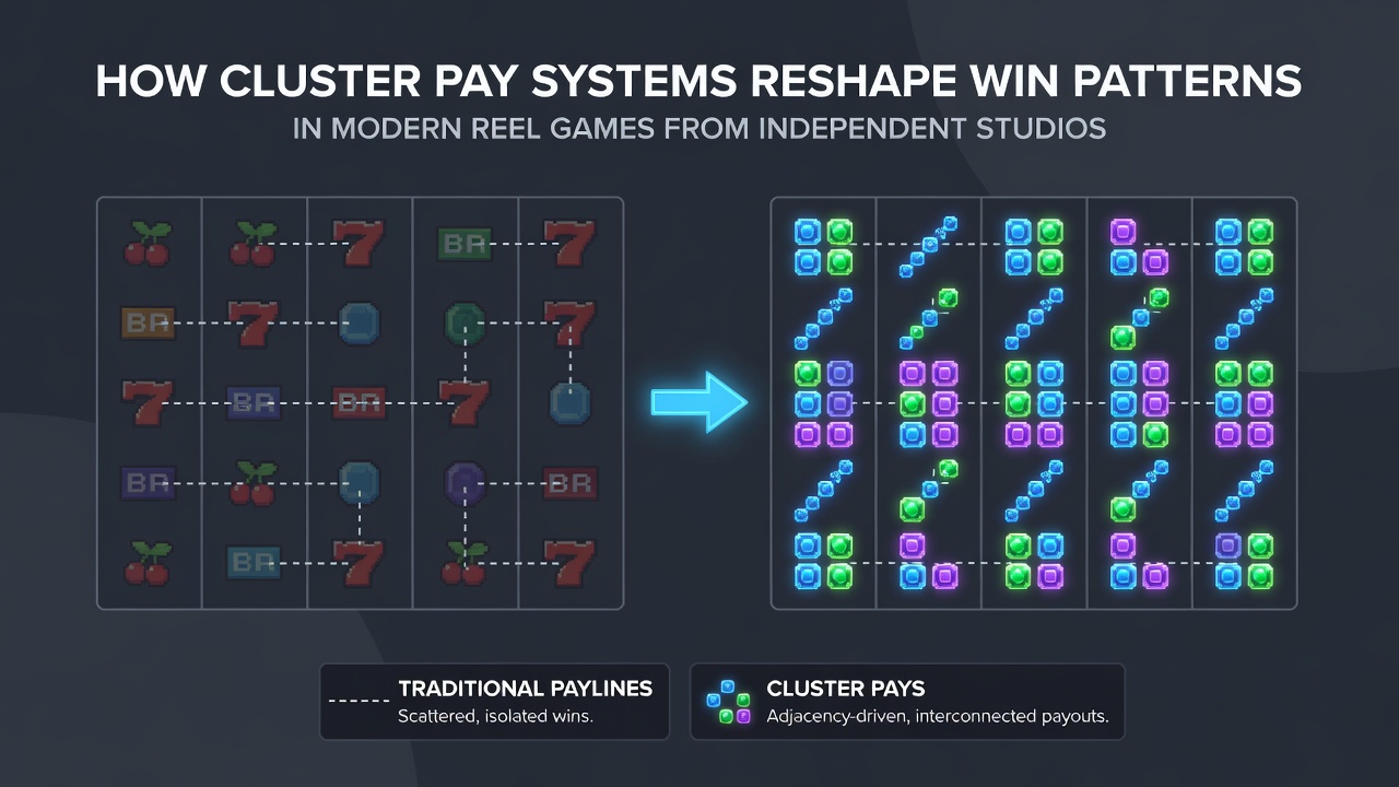 Reel grid examples showing cluster formations and symbol removals in action