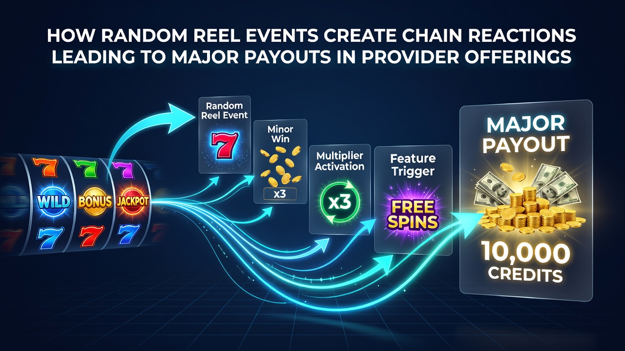 Animated slot interface illustrating expanding wilds and cascading symbols building toward major payout sequences