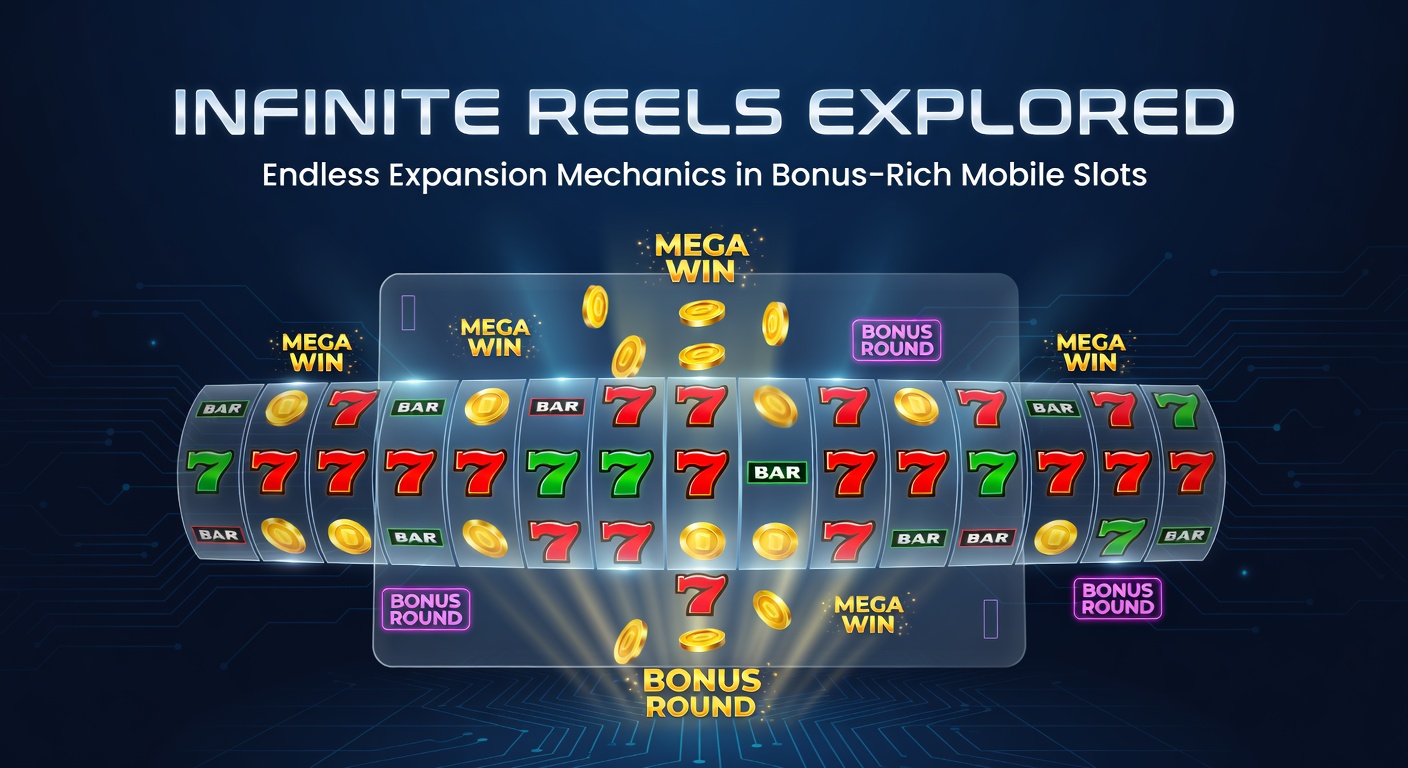 Dynamic infinite reels expanding upwards in a vibrant mobile slot game, showcasing cascading symbols and glowing multipliers during a bonus round