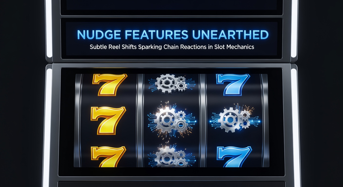 Close-up of slot reels mid-nudge, showing subtle shifts aligning symbols for potential wins