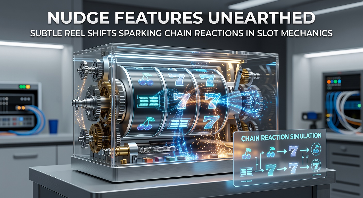Animated sequence of chained nudges in a video slot, illustrating reel shifts leading to bonus explosions