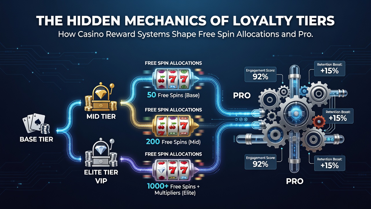 Slot game reels displaying free spin bonuses linked to loyalty rewards