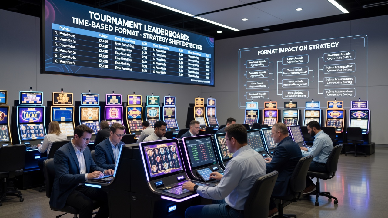 Close-up view of a digital tournament leaderboard showing player rankings, scores, and remaining time in a slot competition