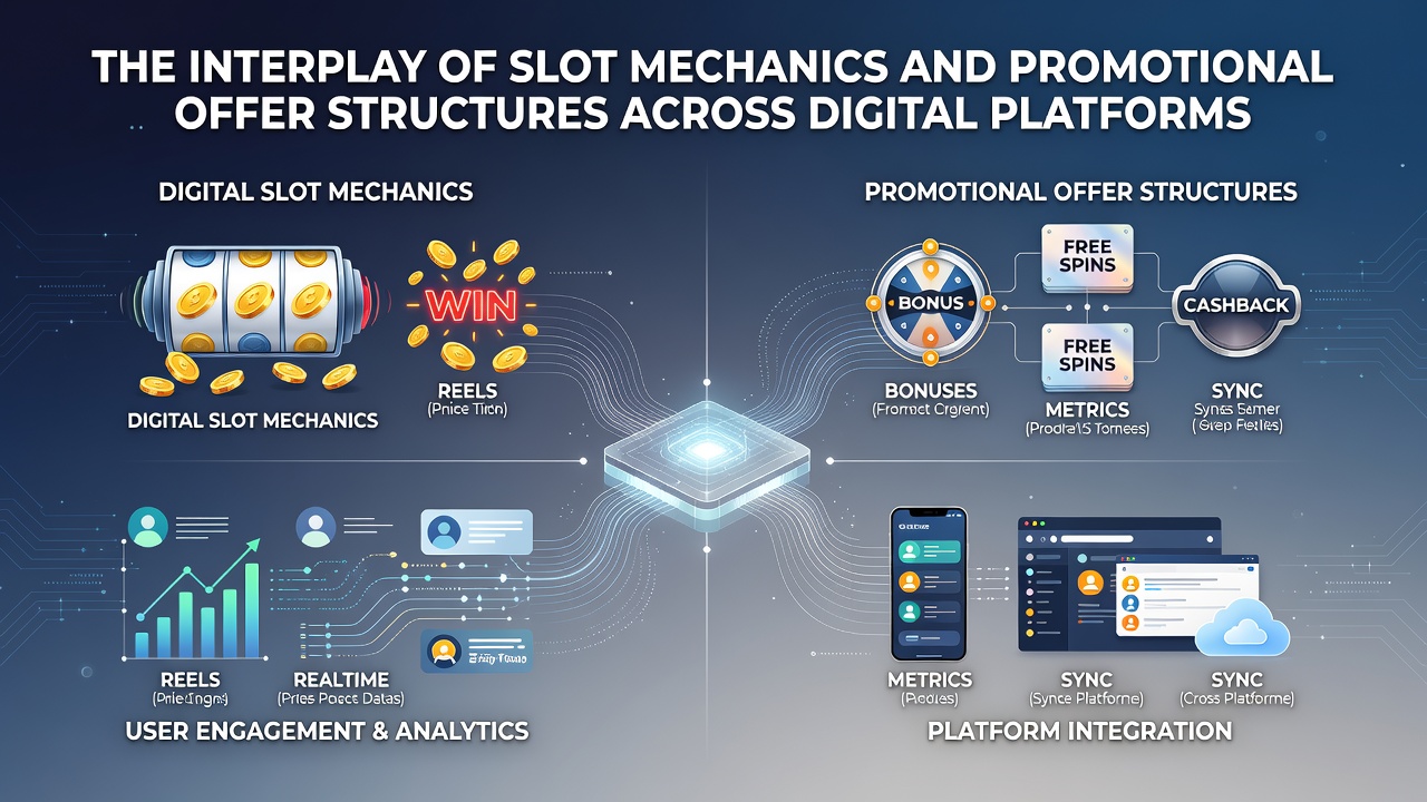 Digital slot interface showing reel mechanics alongside bonus promotion banners on a gaming platform