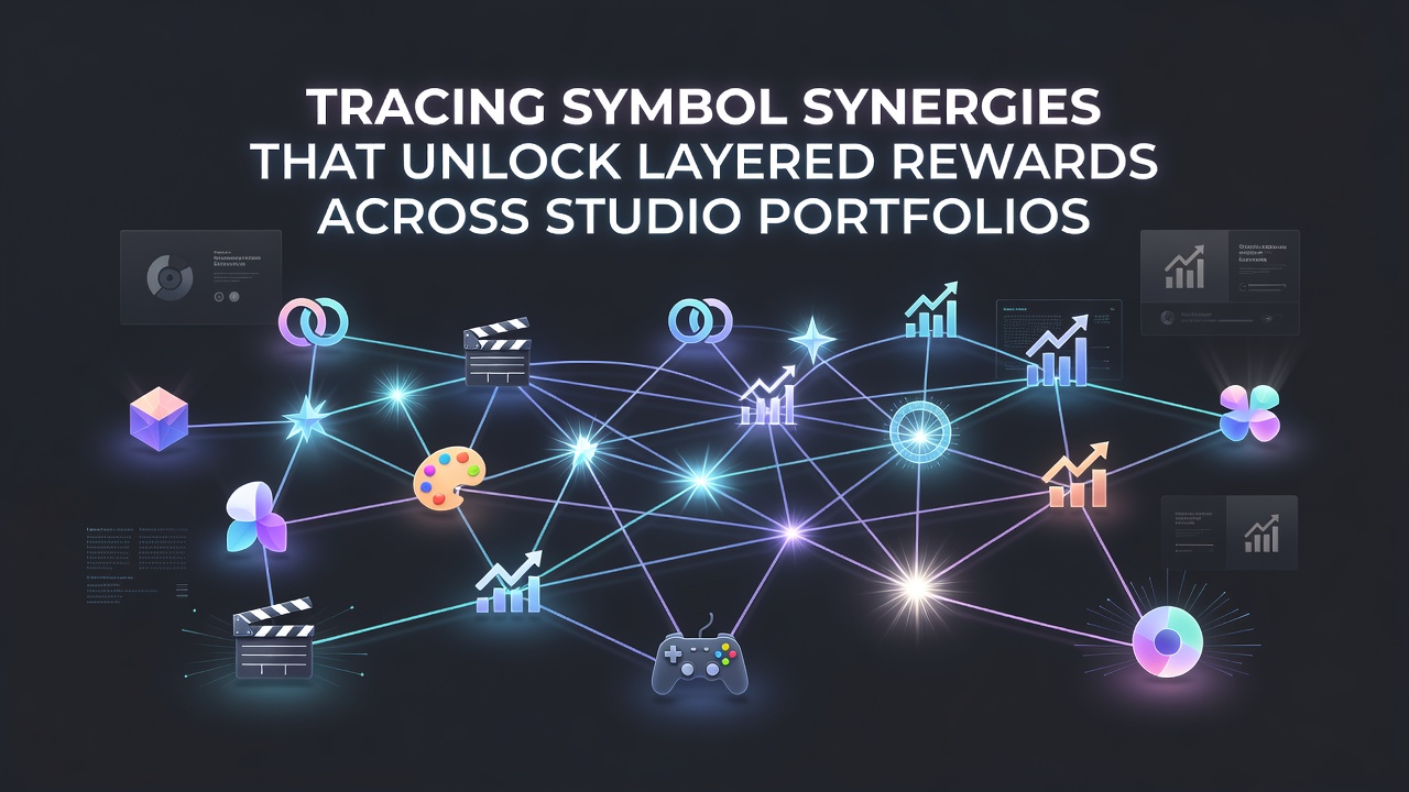 Diagram showing layered symbol rewards flowing between multiple game studios